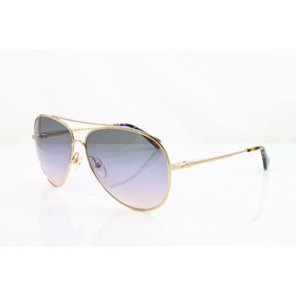 Longchamp Sunglasses Women\'s Aviator LO104S Color 719 Gold Blue Metal Size 61mm